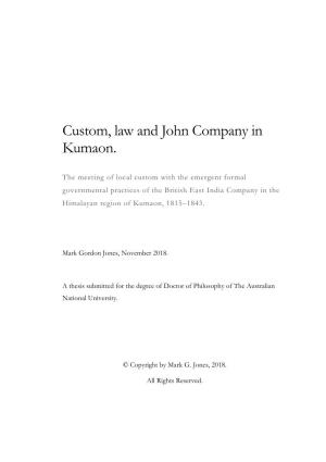 Custom, Law and John Company in Kumaon