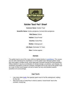 Golden Toad Fact Sheet