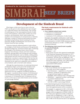 Development Simbrah Breed