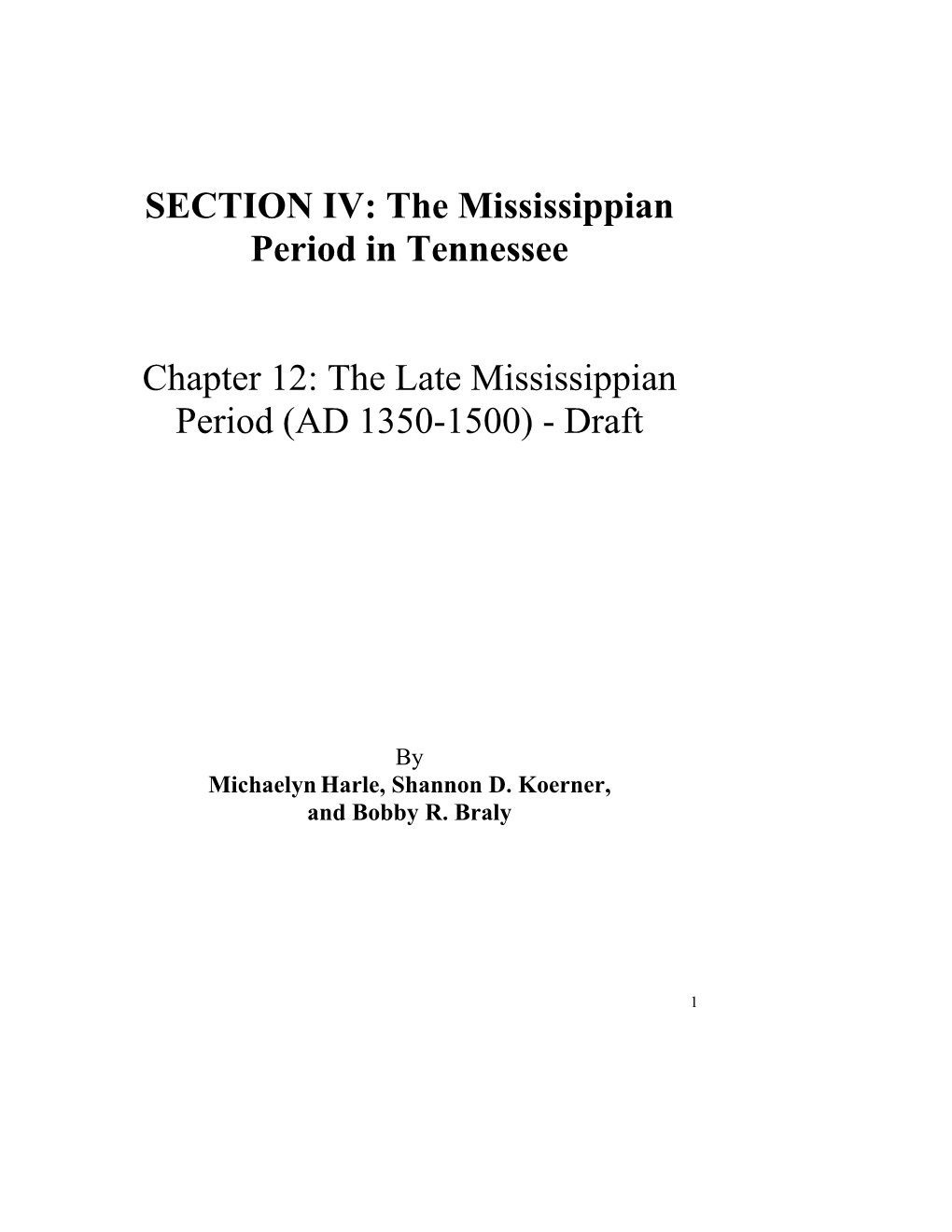 The Late Mississippian Period (AD 1350-1500) - Draft