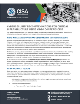 Cybersecurity Recommendations for Critical Infrastructure Using Video