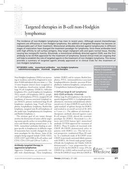 Targeted Therapies in B-Cell Non-Hodgkin Lymphomas