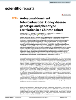 Autosomal Dominant Tubulointerstitial Kidney Disease Genotype And