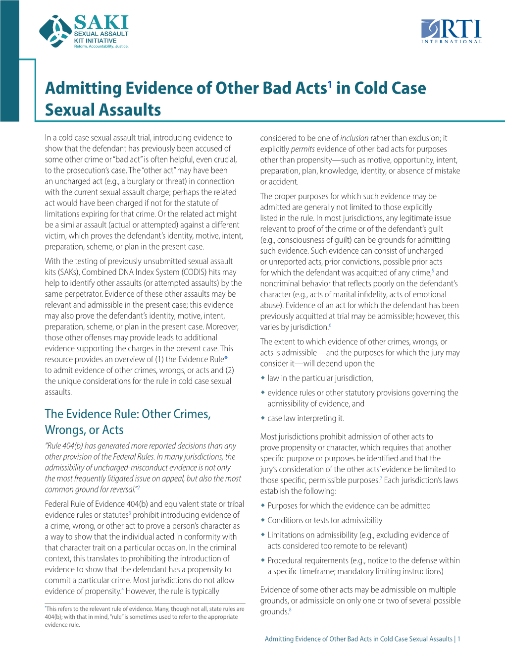 VIEW the DOCUMENT Admitting Evidence of Other Bad Acts in Cold Case Sexual Assaults
