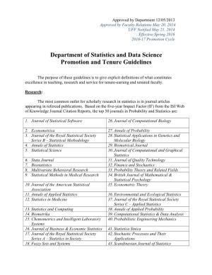 Department of Statistics and Data Science Promotion and Tenure Guidelines