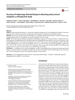 Accuracy of Colposcopy-Directed Biopsy in Detecting Early Cervical