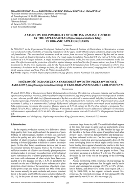 Witold DANELSKI, Teresa BADOWSKA-CZUBIK, Elżbieta ROZPARA, Michał PNIAK 27 „Journal of Research and Applications in Agricultural Engineering” 2014, Vol