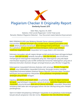 Plagiarism Checker X Originality Report Similarity Found: 22%
