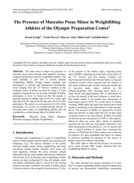 The Presence of Musculus Psoas Minor in Weightlifting Athletes of the Olympic Preparation Centeri