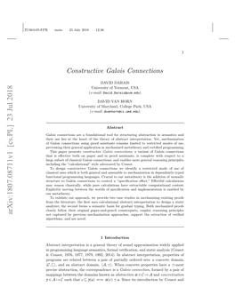 Constructive Galois Connections