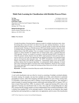 Multi-Task Learning for Classification with Dirichlet Process Priors