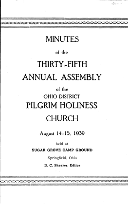 Minutes Thirty-Vhpth Annual Assembly Pilgrim Holiness