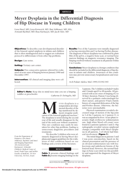 Meyer Dysplasia in the Differential Diagnosis of Hip Disease in Young Children