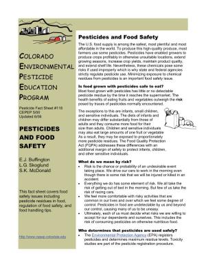 Pesticides and Food Safety the U.S