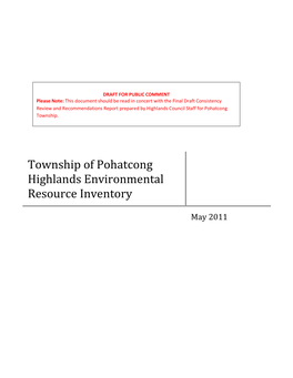 Highlands Environmental Resource Inventory For
