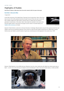 Highlights of Hubble Scientists Tell Nature Video About Their Favourite Moment with the Space Telescope