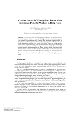 Creative Process in Writing Short Stories of the Indonesian Domestic Workers in Hong Kong
