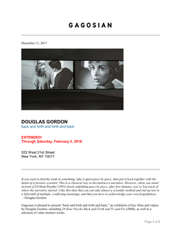 DOUGLAS GORDON Back and Forth and Forth and Back