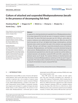 Culture of Attached and Suspended Rhodopseudomonas Faecalis in the Presence of Decomposing Fish Feed