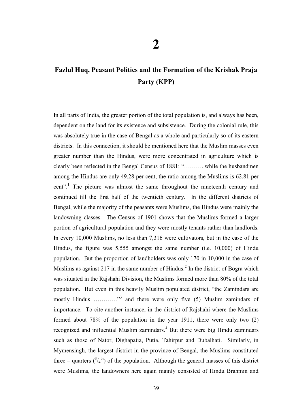 Fazlul Huq, Peasant Politics and the Formation of the Krishak Praja Party (KPP)