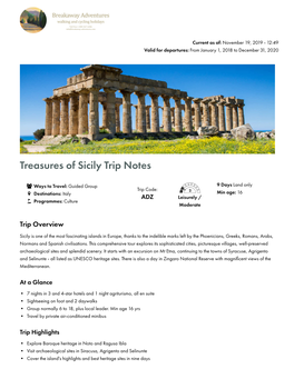 Treasures of Sicily Trip Notes