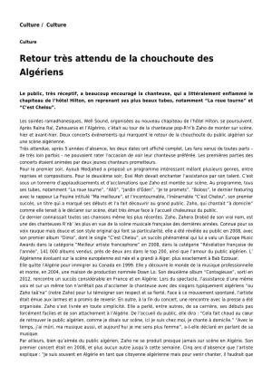 Retour Très Attendu De La Chouchoute Des Algériens