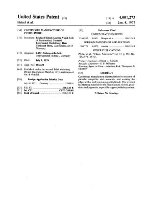 United States Patent to 11 B 4,001,273 Hetzel Et Al