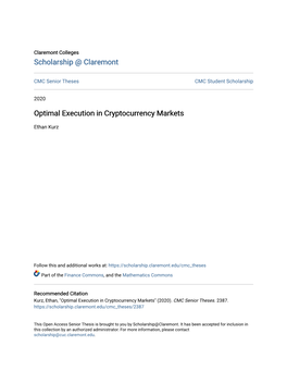 Optimal Execution in Cryptocurrency Markets