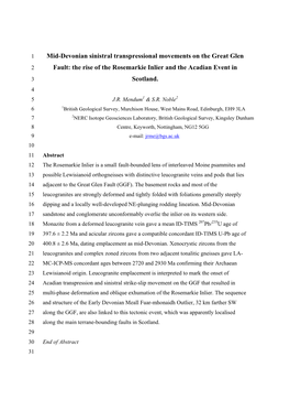 Fault: the Rise of the Rosemarkie Inlier and the Acadian Event in 3 Scotland