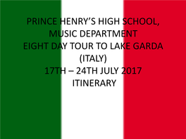 PRINCE HENRY's HIGH SCHOOL, MUSIC DEPARTMENT Tour 2017