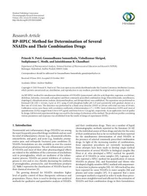 Research Article RP-HPLC Method for Determination of Several Nsaids and Their Combination Drugs
