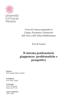 Il Sistema Penitenziario Giapponese: Problematiche E Prospettive