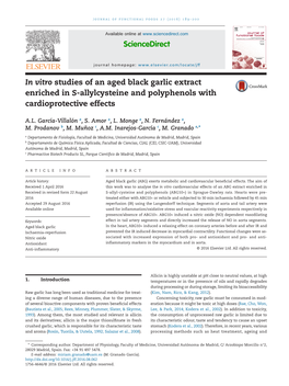 In Vitro Studies of an Aged Black Garlic Extract Enriched in S-Allylcysteine and Polyphenols with Cardioprotective Effects