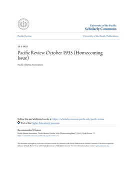 Pacific Review October 1935 (Homecoming Issue) Pacific Alumni Association