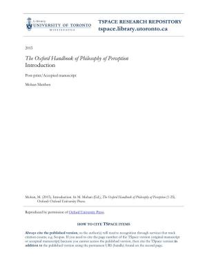 The Oxford Handbook of Philosophy of Perception Introduction