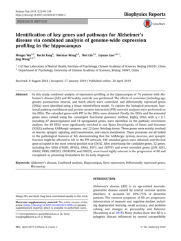 Identification of Key Genes and Pathways for Alzheimer's Disease