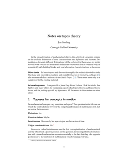 Notes on Topos Theory