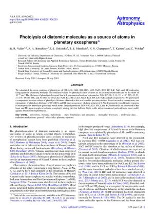 Photolysis of Diatomic Molecules As a Source of Atoms in Planetary Exospheres?