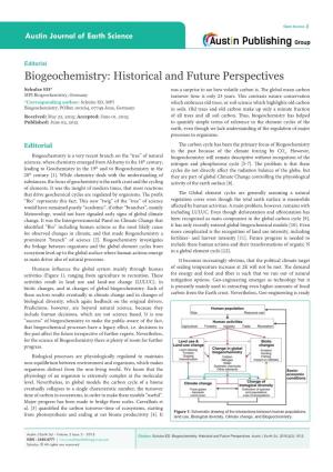 Biogeochemistry: Historical and Future Perspectives Schulze ED* Was a Surprise to See How Volatile Carbon Is