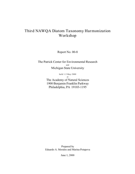 Third NAWQA Diatom Taxonomy Harmonization Workshop