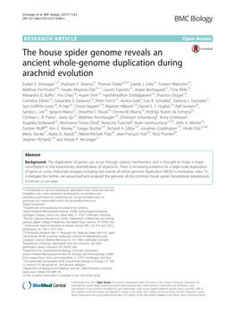 The House Spider Genome Reveals an Ancient Whole-Genome Duplication During Arachnid Evolution Evelyn E