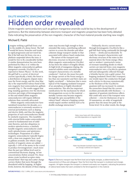 Hidden Order Revealed Dilute Magnetic Semiconductors Such As Gallium Manganese Arsenide Could Be Key to the Development of Spintronics