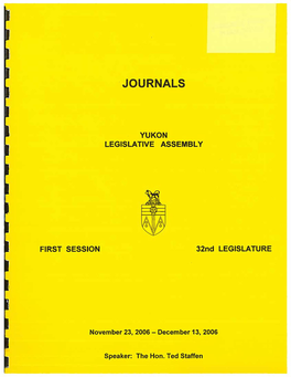 Journals of the Yukon Legislative Assembly First Session 32Nd