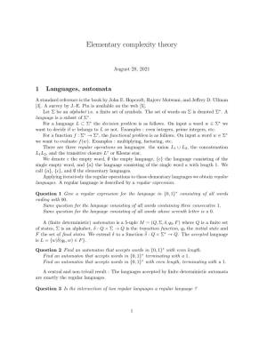 Elementary Complexity Theory