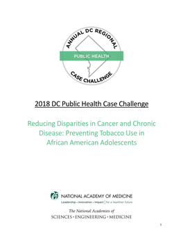 2018 DC Public Health Case Challenge Reducing Disparities In