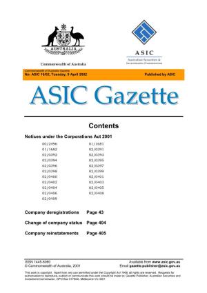 Commonwealth of Australia Gazette ASIC 16/02, Tuesday, 9 April 2002