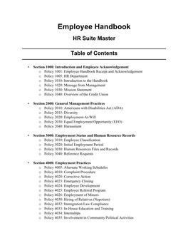 Employee Handbook HR Suite Master