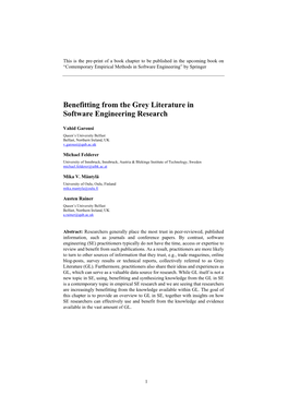 Benefitting from the Grey Literature in Software Engineering Research