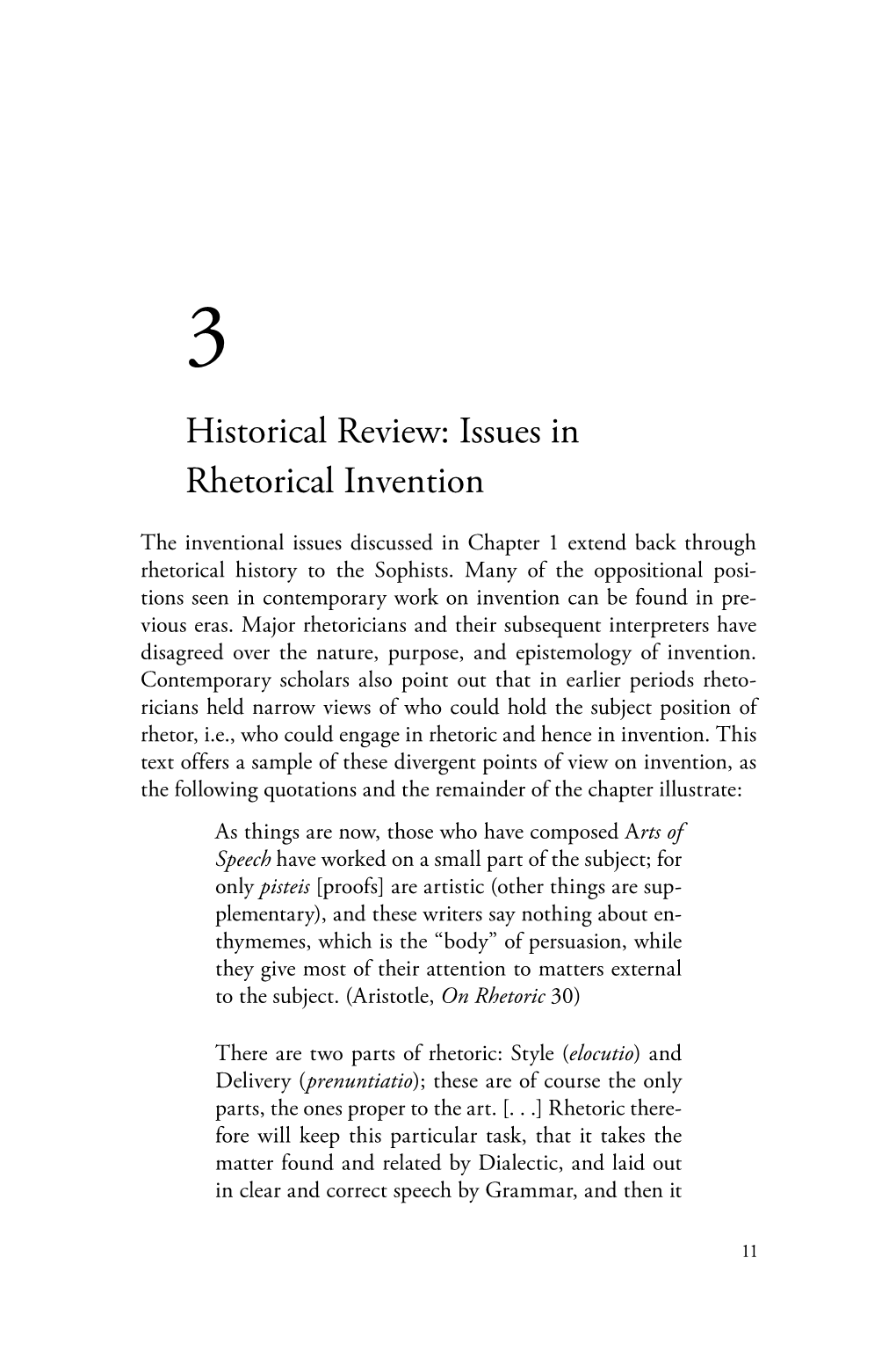 Historical Review: Issues in Rhetorical Invention