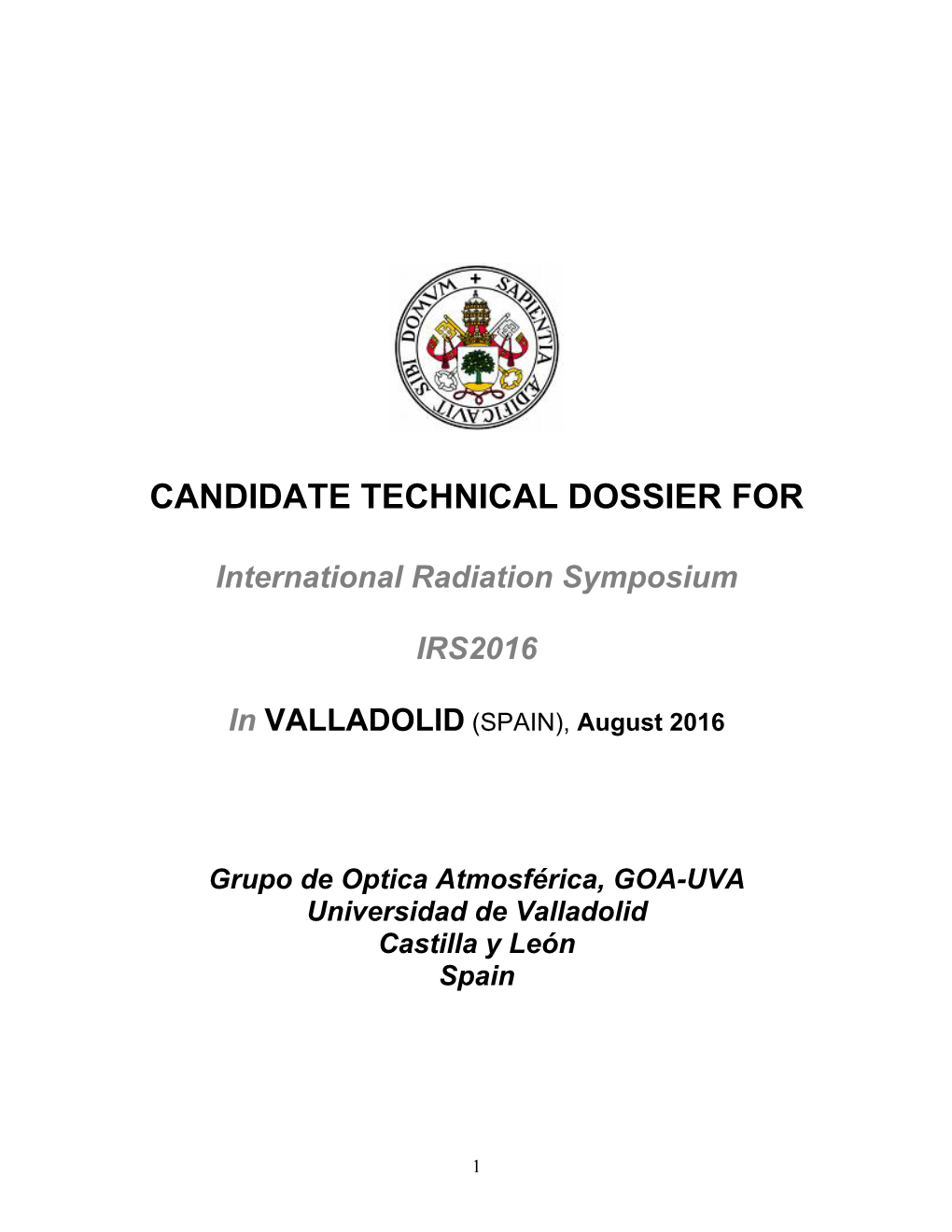 IRS 2016 Proposal Valladolid, Spain